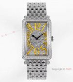 Swiss Grade Franck Muller Long Island Watch Full Diamond Yellow Markers